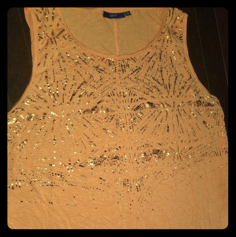 Apt. 9 Sparkling light coral with gold Top Xl